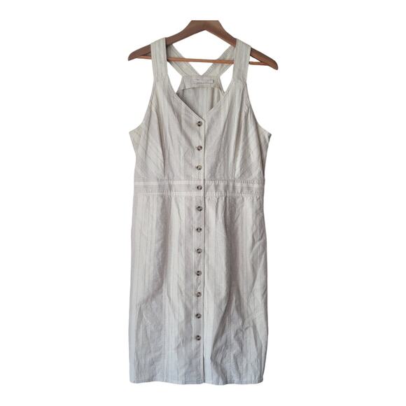 Prana Dresses Grace Trail Dress Women's Size XL Cream Button Stone Stripe - Picture 1 of 10